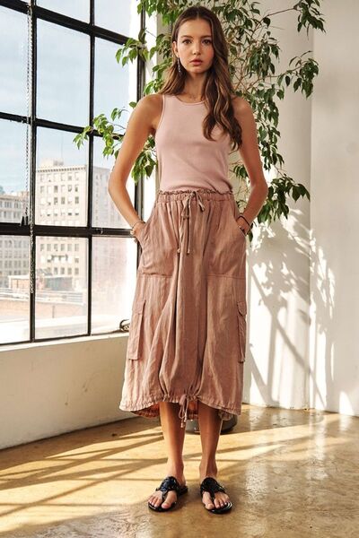 Adora Drawstring Sleeveless Washed Dress.