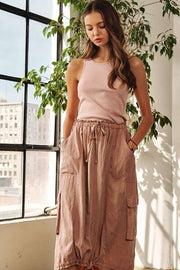 Adora Drawstring Sleeveless Washed Dress.