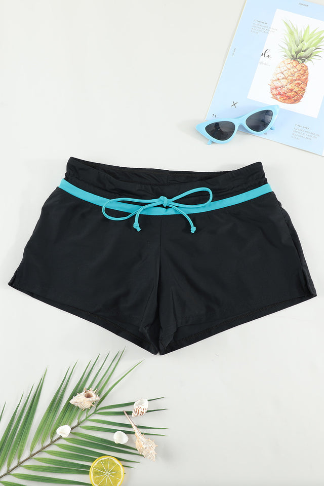 Drawstring swim shorts.