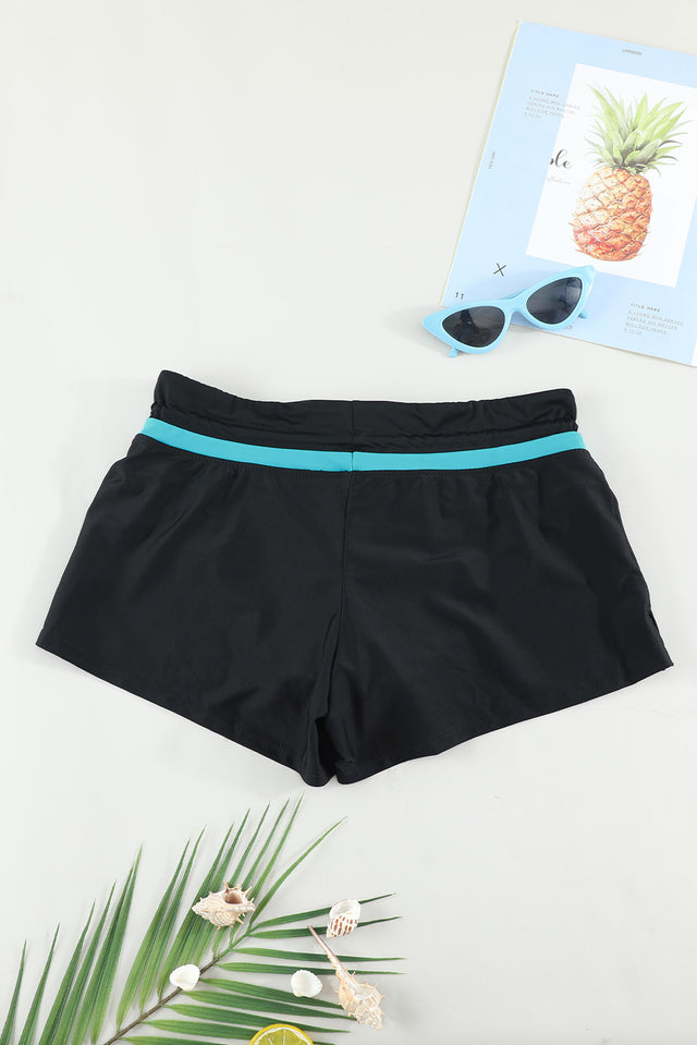 Drawstring swim shorts.