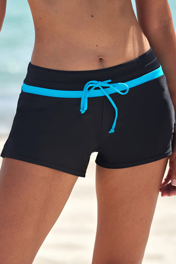 Drawstring swim shorts.