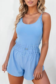 Sweetheart Neck Spaghetti Strap Romper with Twisted and Tassel.