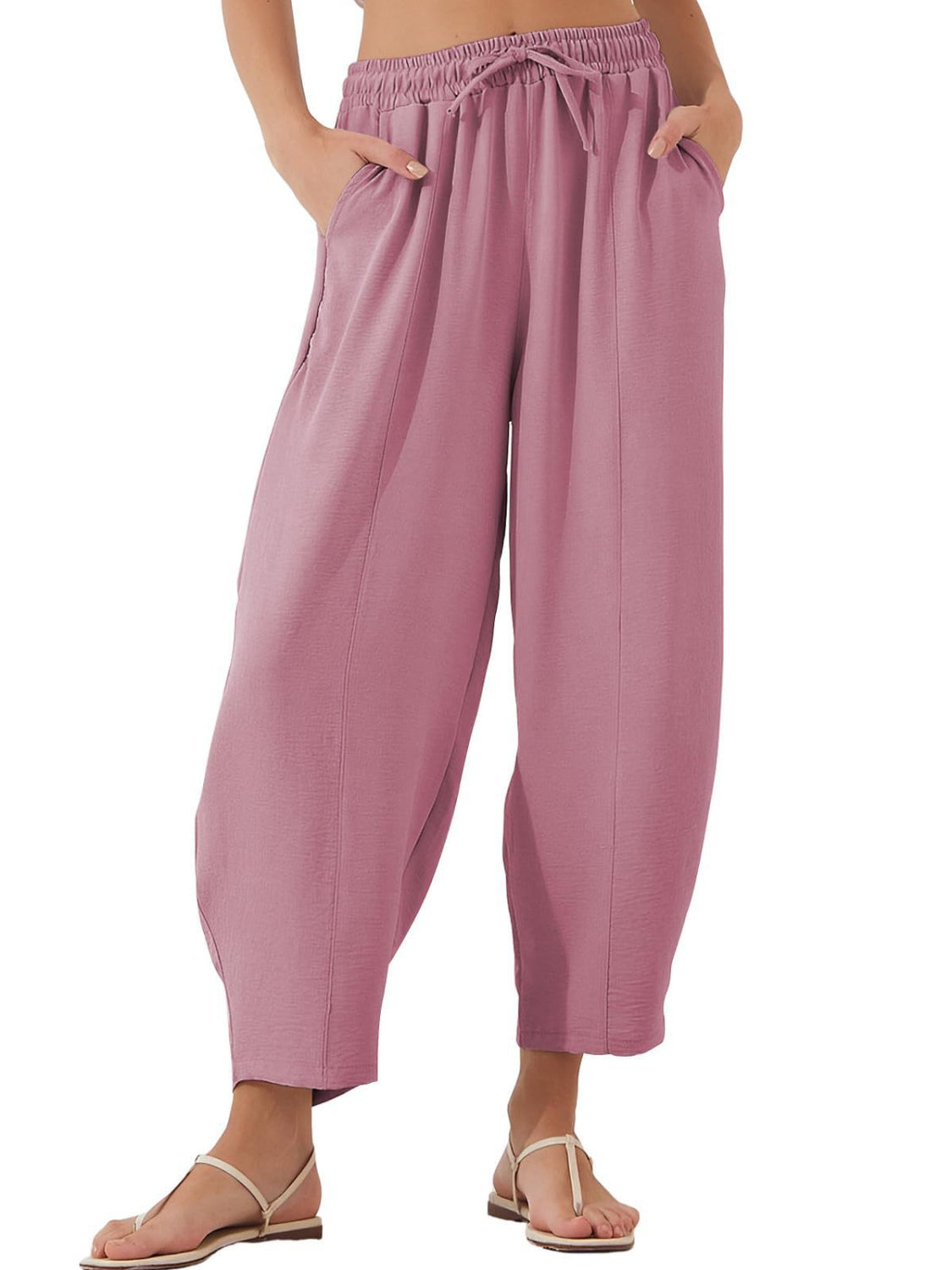Drawtising cropped jogger pants plus size with pockets, opaque.
