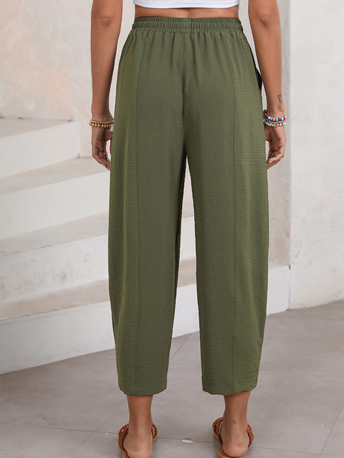 Drawtising cropped jogger pants plus size with pockets, opaque.