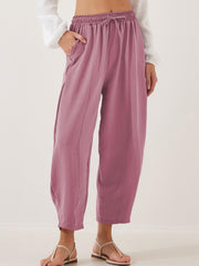 Drawtising cropped jogger pants plus size with pockets, opaque.