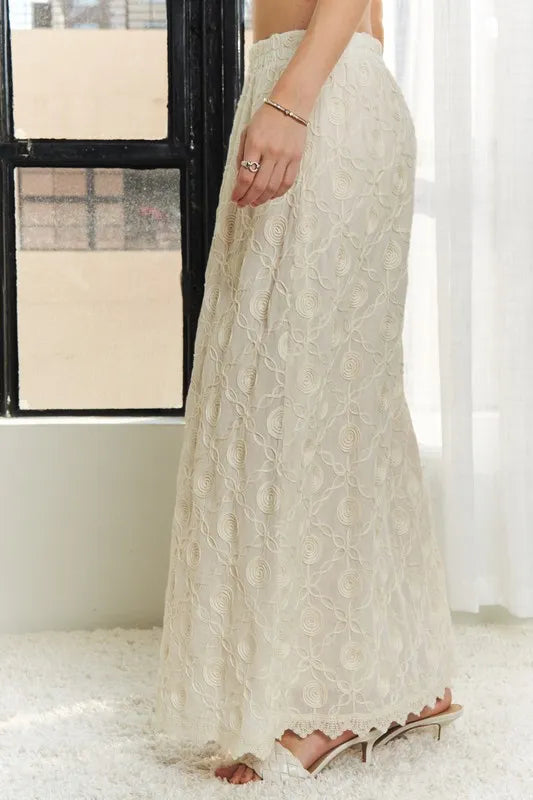 Adora Elastic Waist Applique Maxi Skirt.