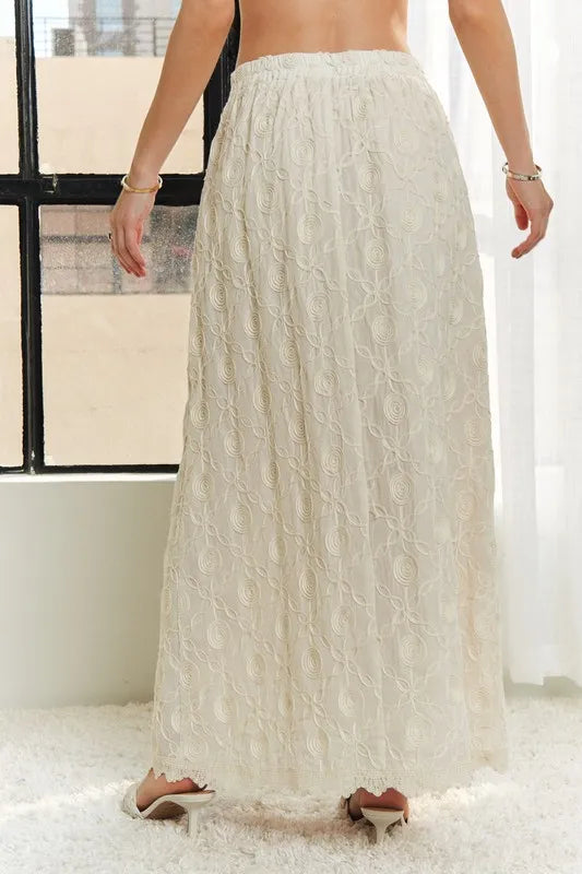Adora Elastic Waist Applique Maxi Skirt.