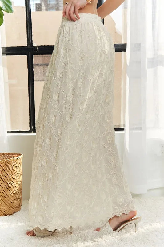 Adora Elastic Waist Applique Maxi Skirt.