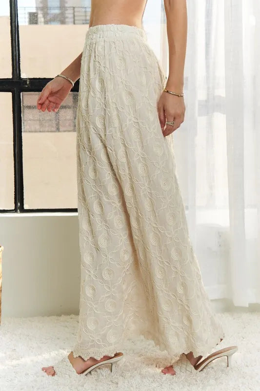 Adora Elastic Waist Applique Maxi Skirt.