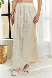 Adora Elastic Waist Applique Maxi Skirt.