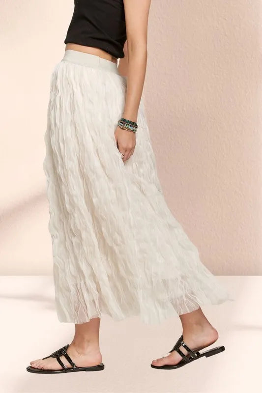 Adora Elastic Waist Cloud Fluffy Maxi Skirt.