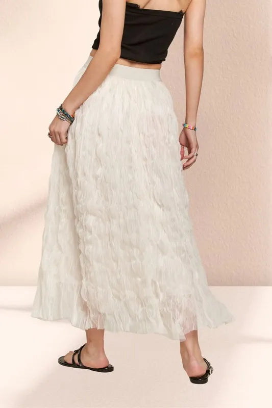 Adora Elastic Waist Cloud Fluffy Maxi Skirt.