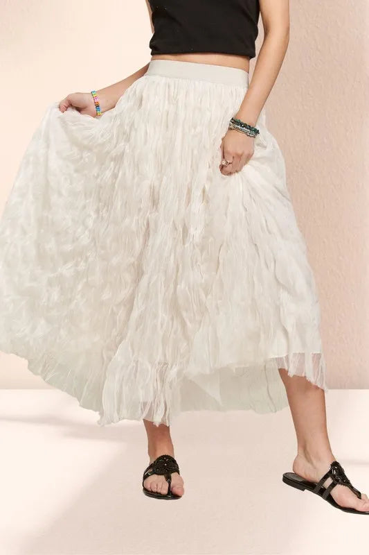 Adora Elastic Waist Cloud Fluffy Maxi Skirt.