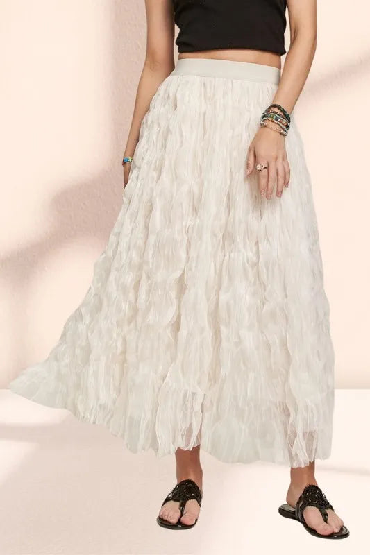 Adora Elastic Waist Cloud Fluffy Maxi Skirt.