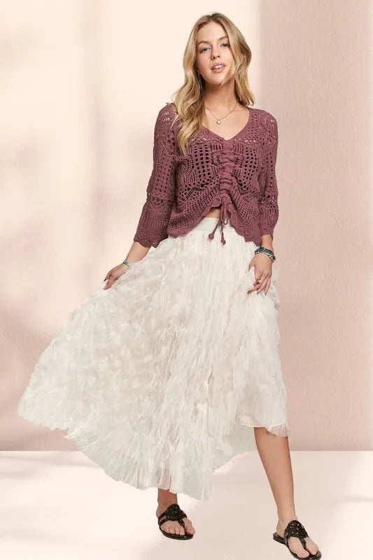 Adora Elastic Waist Cloud Fluffy Maxi Skirt.