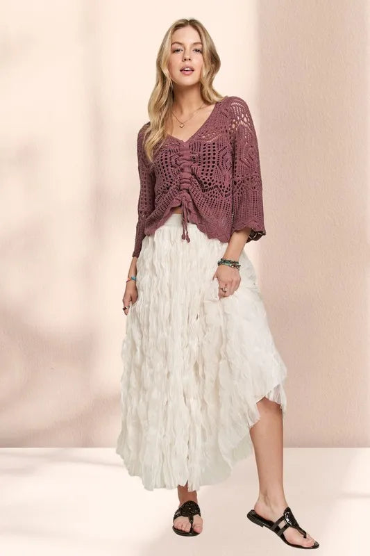 Adora Elastic Waist Cloud Fluffy Maxi Skirt.