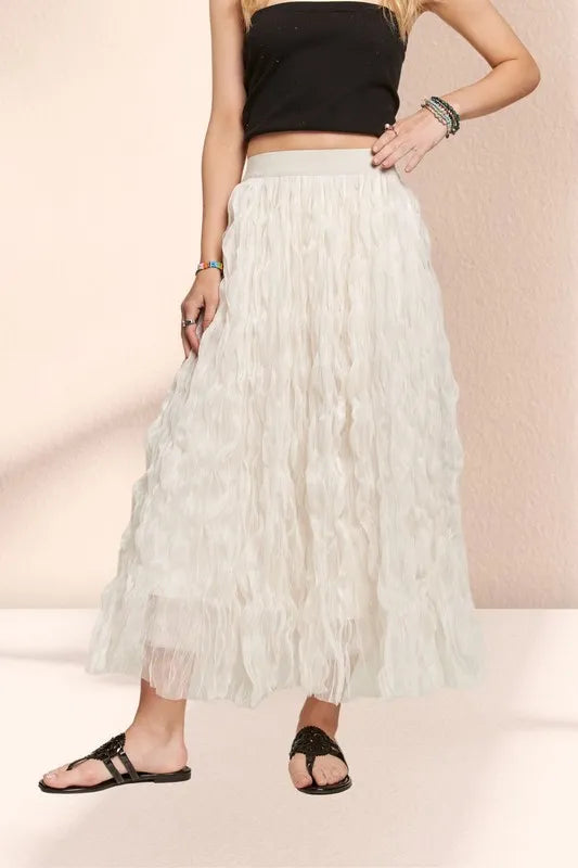 Adora Elastic Waist Cloud Fluffy Maxi Skirt.