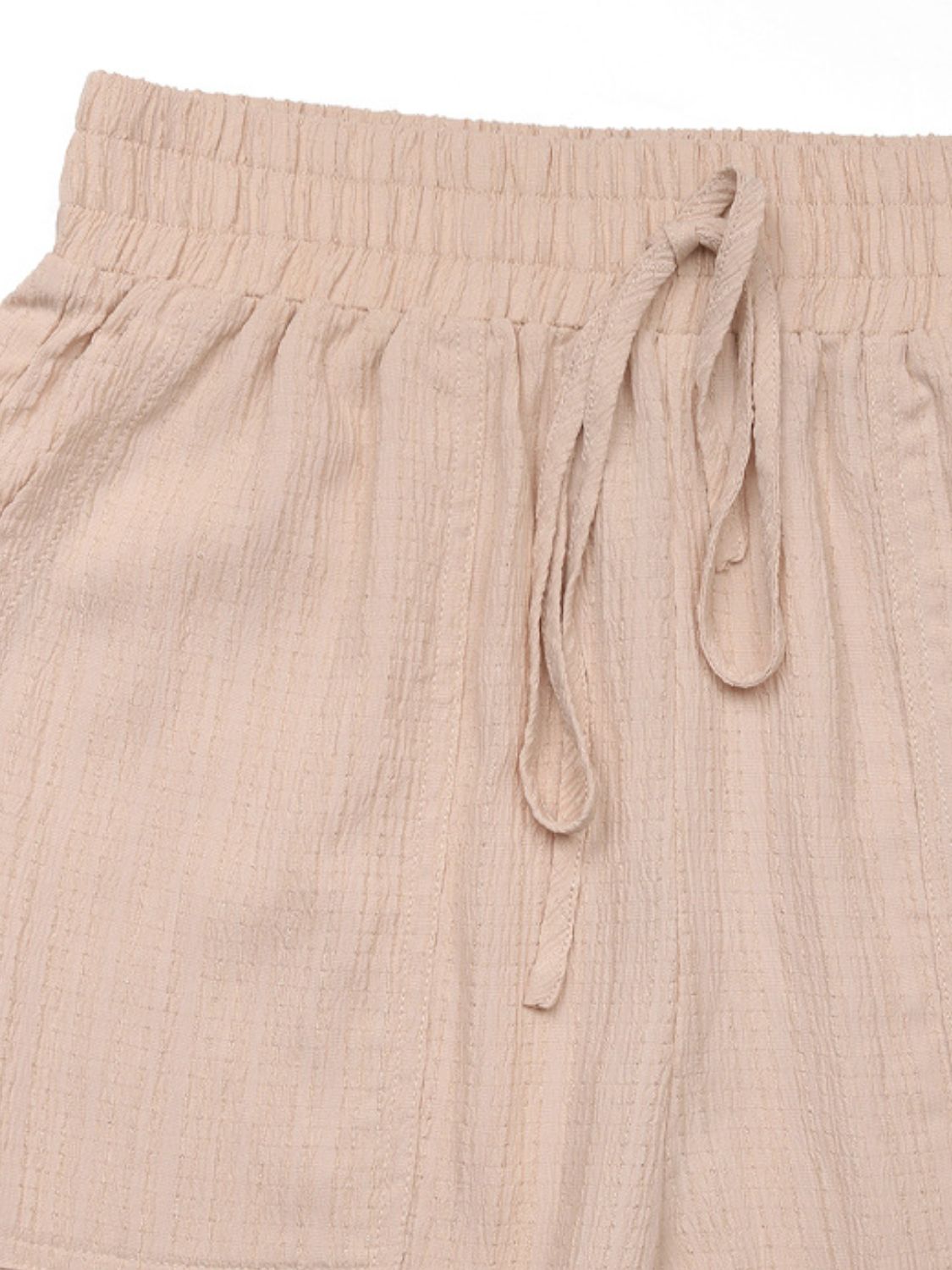 Elastic waist joggers with drawstring and pockets, opaque.