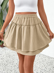 Elastic Waist Layered Skirt.