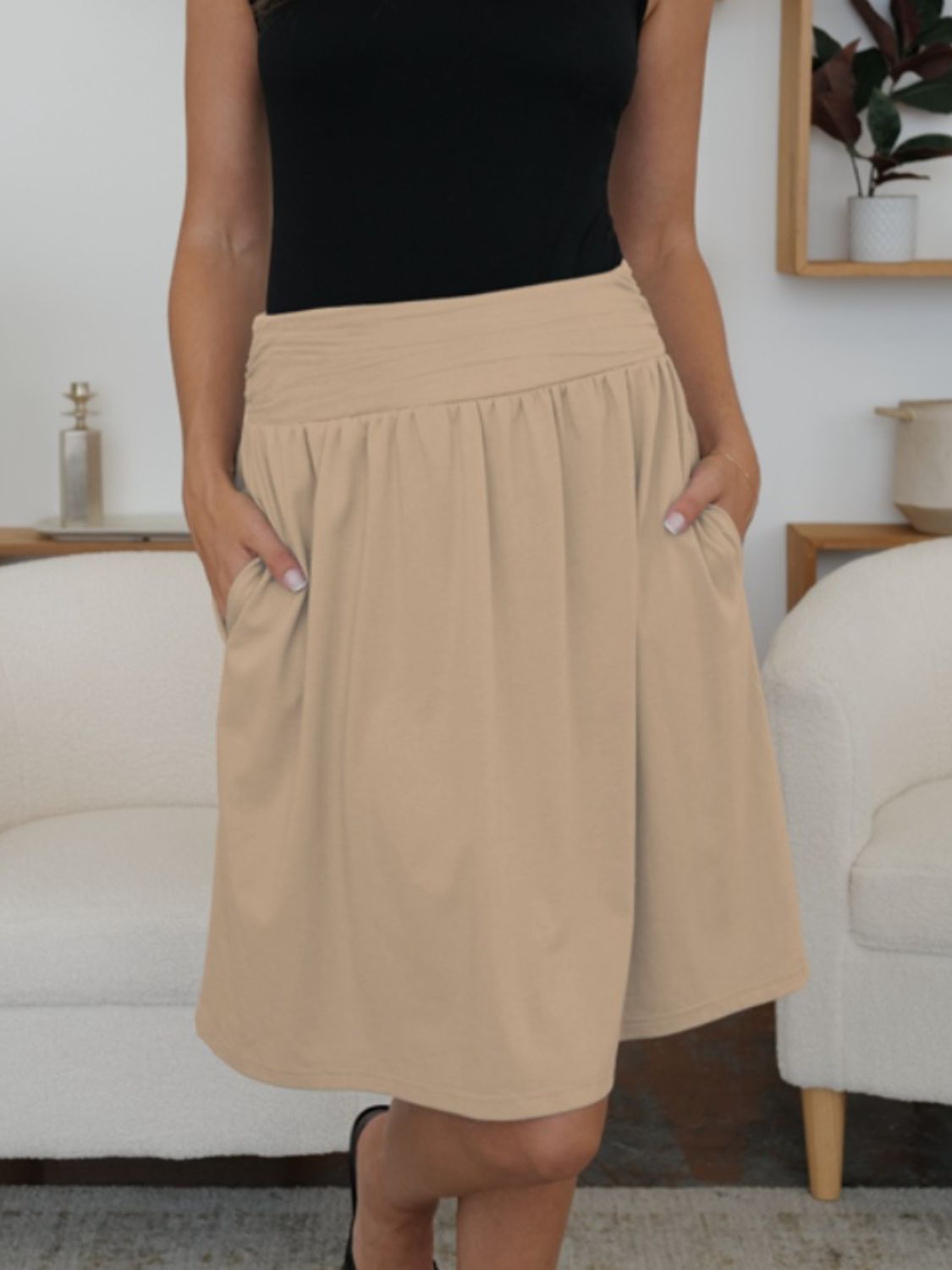Fam Fam Elastic Waist Skirt with Pockets.