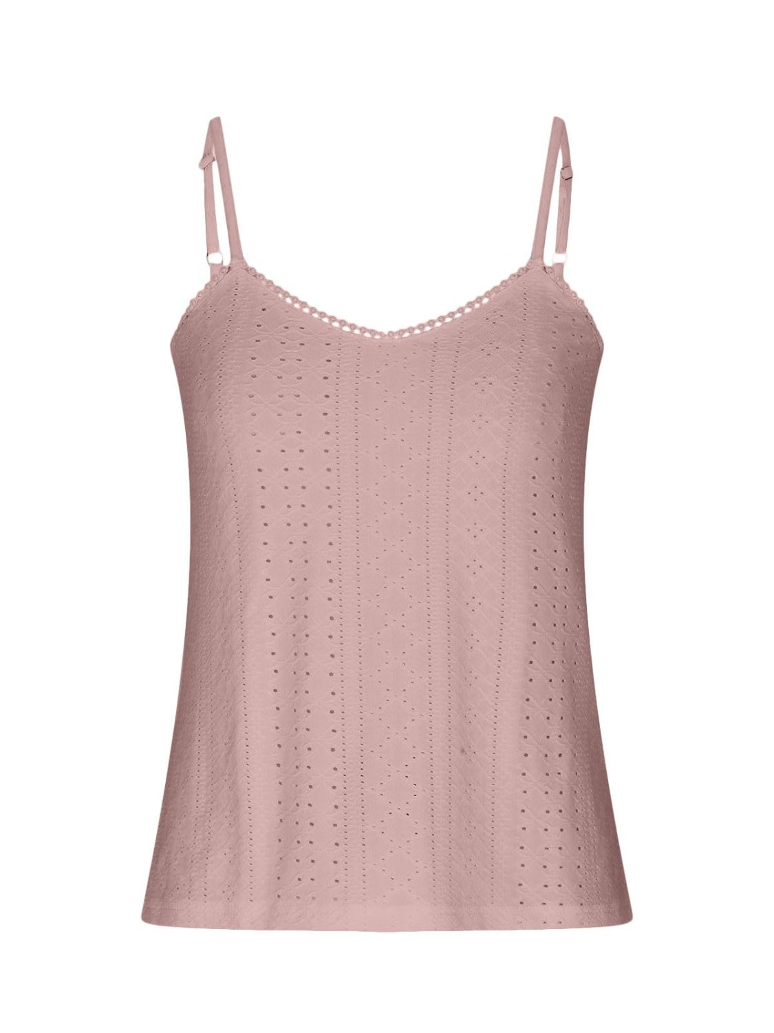 Eyelet lace detail V-neck cami.