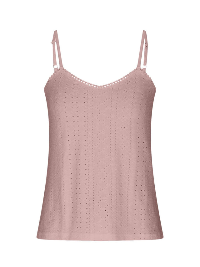 Eyelet lace detail V-neck cami.