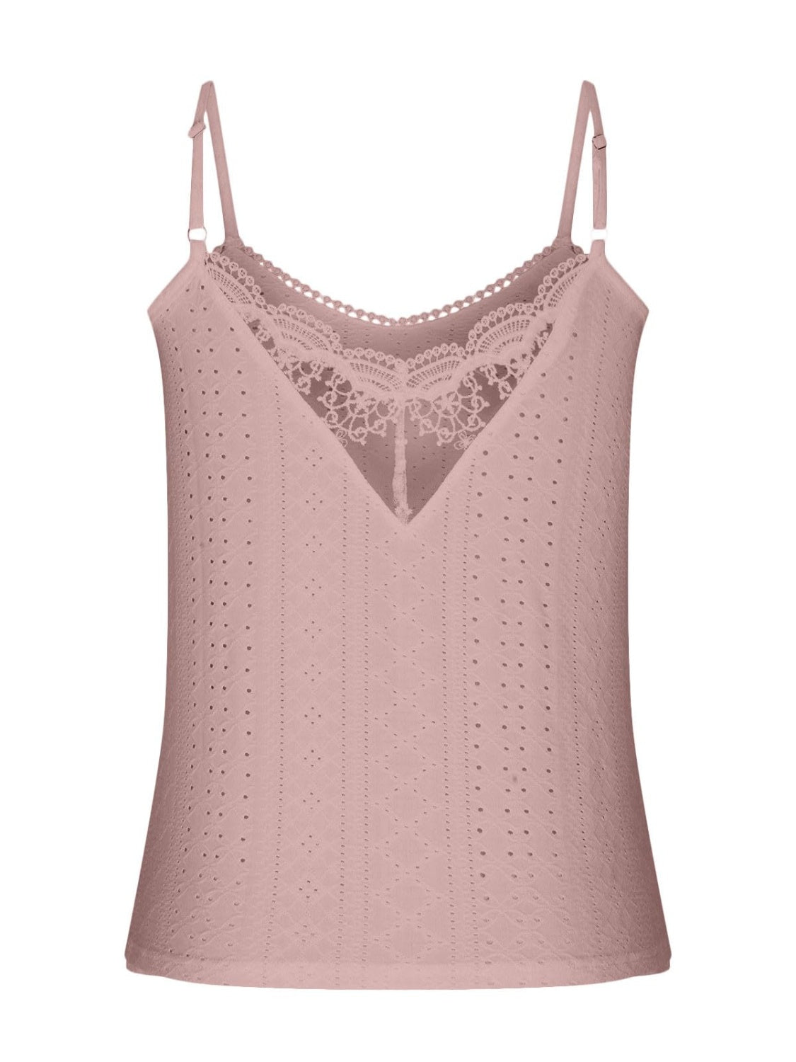 Eyelet lace detail V-neck cami.