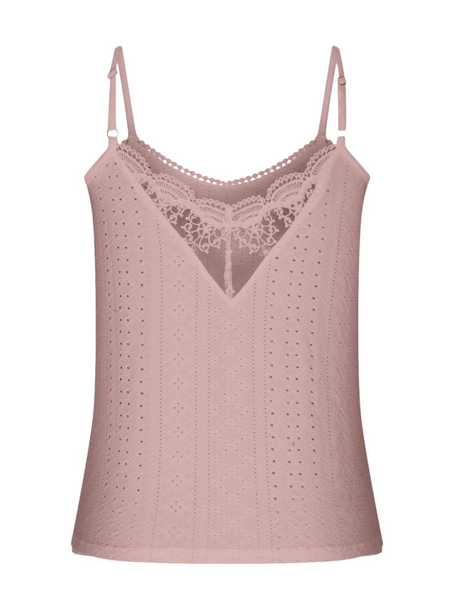 Eyelet lace detail V-neck cami.