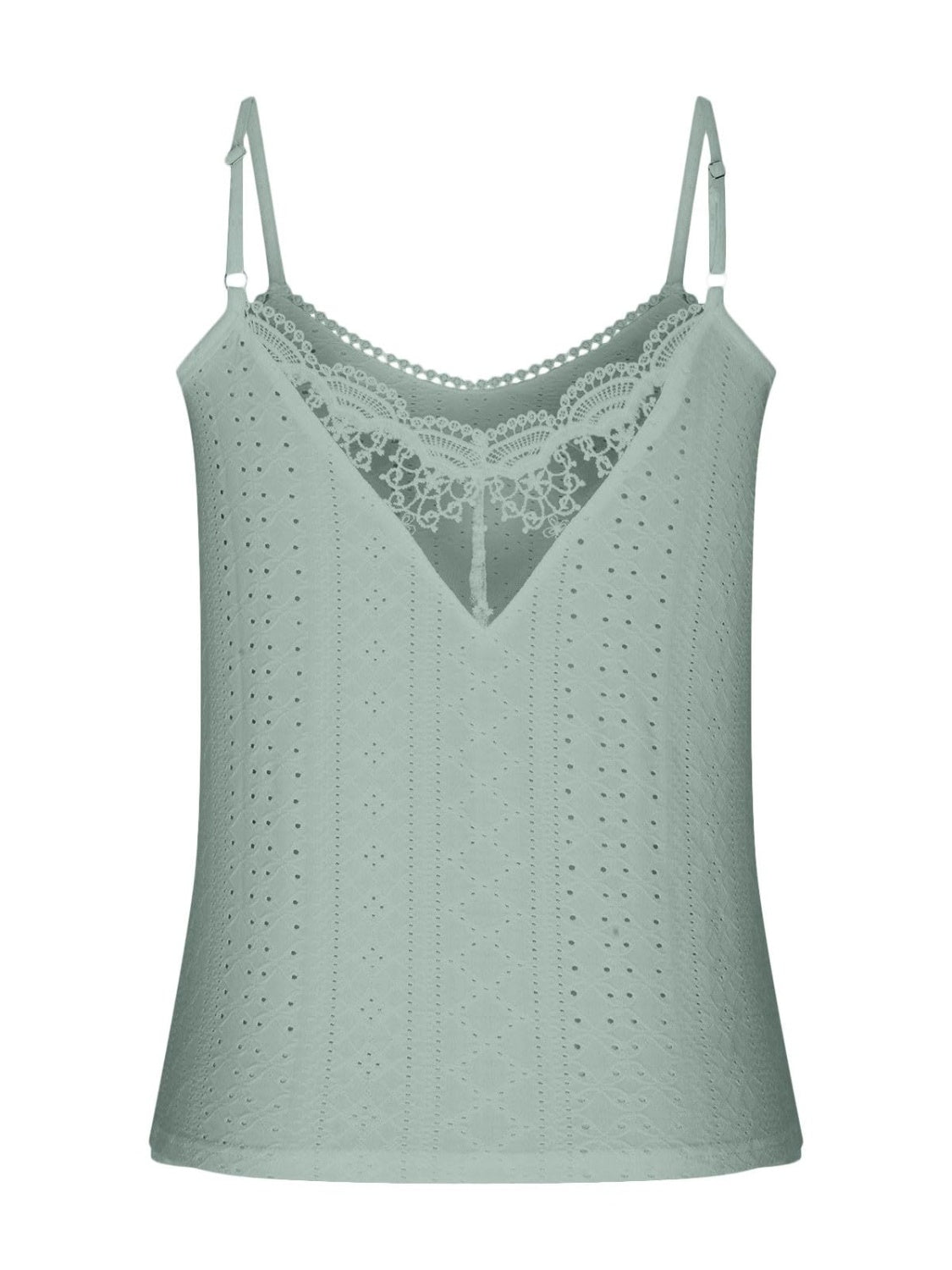 Eyelet lace detail V-neck cami.