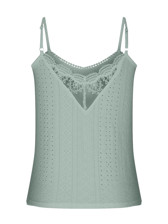 Eyelet lace detail V-neck cami.