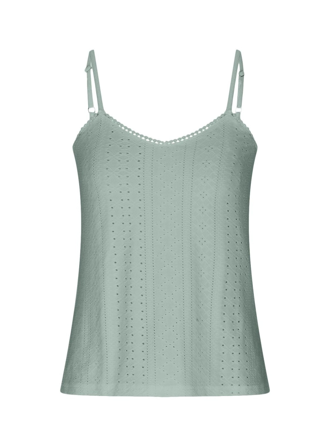 Eyelet lace detail V-neck cami.