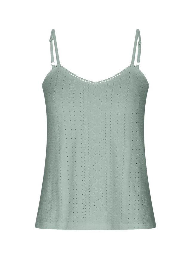 Eyelet lace detail V-neck cami.