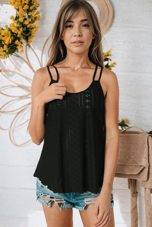 Eyelet scoop neck cami.