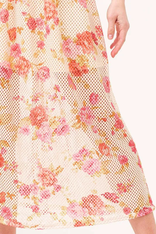 And The Why Fish-Net Floral Printed Midi Dress.