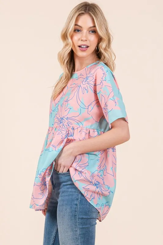 Bombom Floral Babydoll Tunic Top.