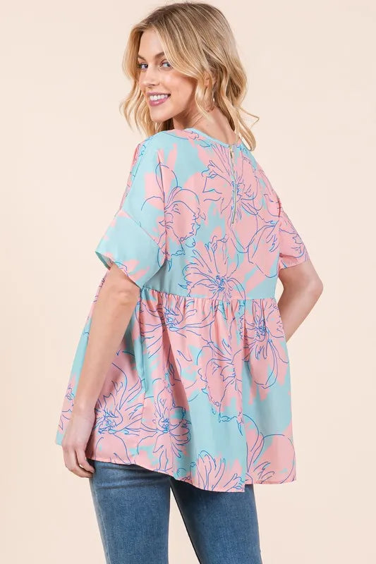 Bombom Floral Babydoll Tunic Top.