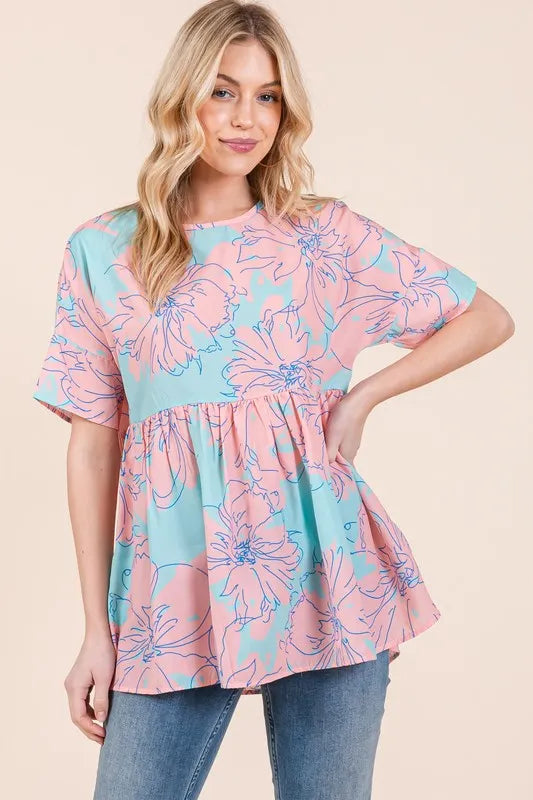 Bombom Floral Babydoll Tunic Top.