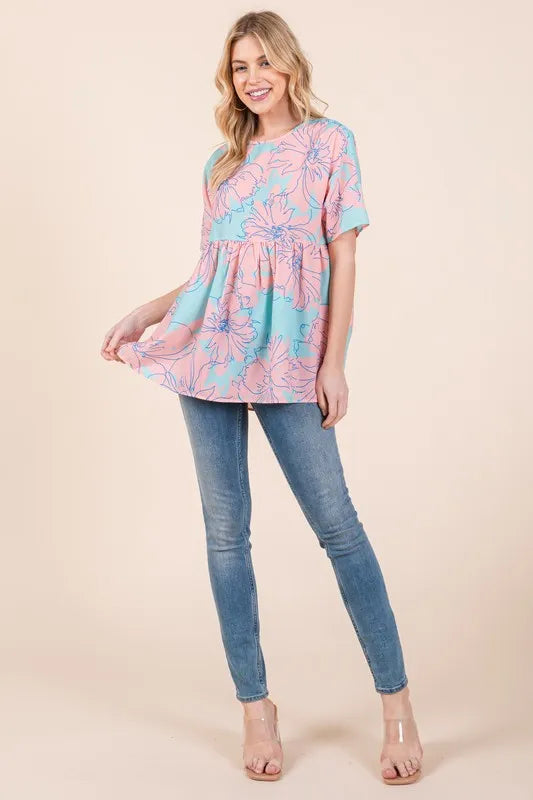 Bombom Floral Babydoll Tunic Top.