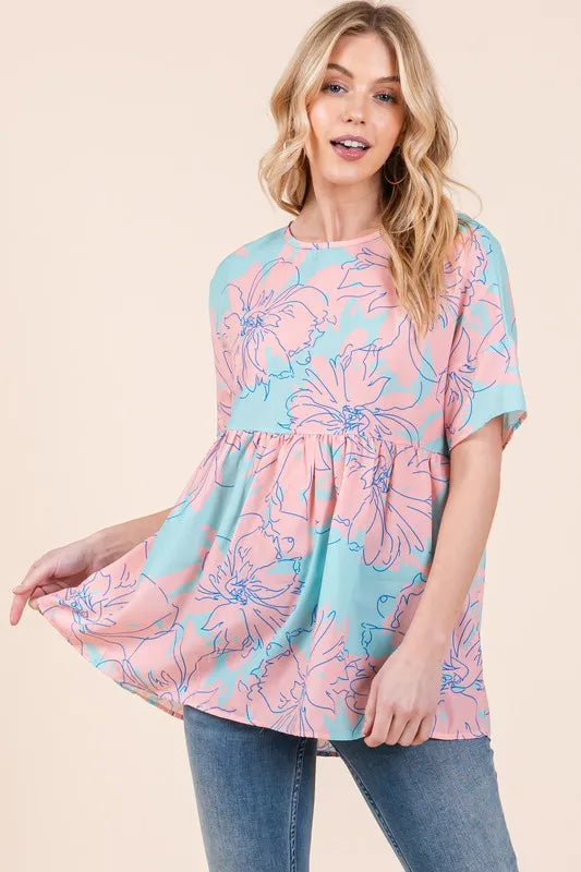 Bombom Floral Babydoll Tunic Top.