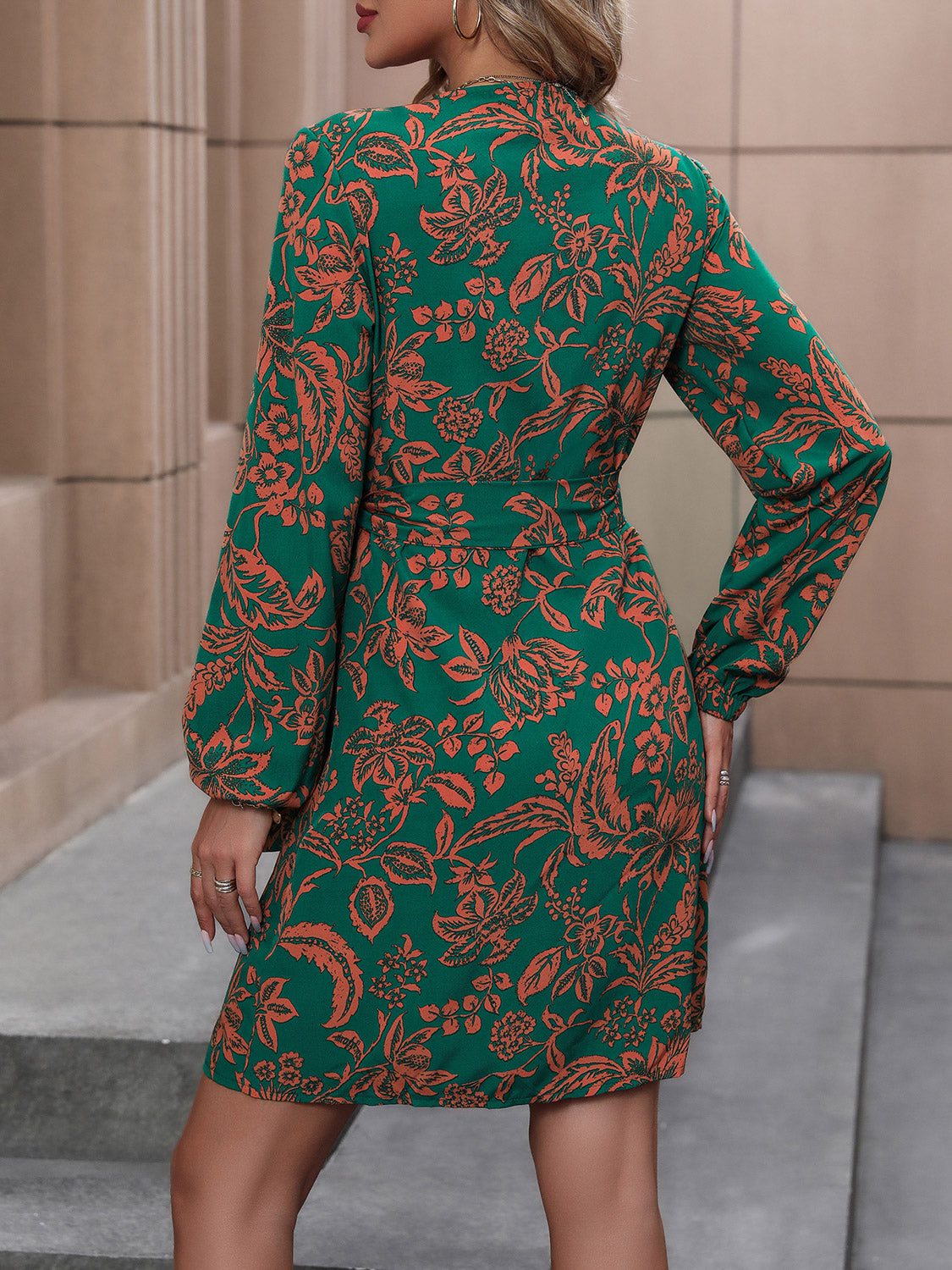 Perfee Floral Balloon Sleeve Mini Dress.