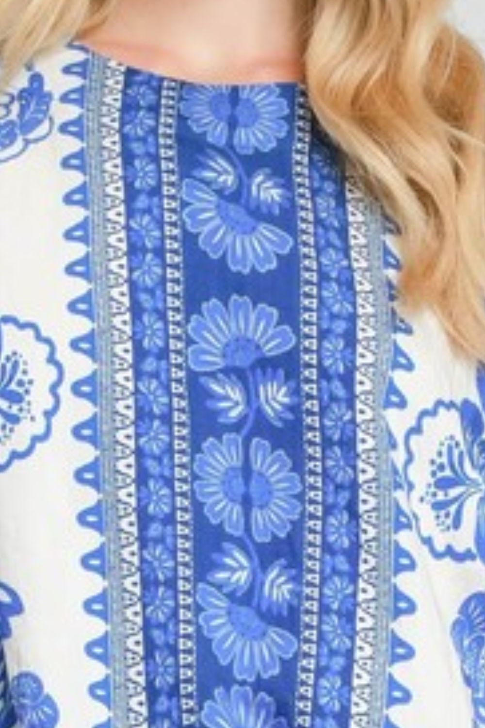 Umgee full size floral border print oversized top, plus size.