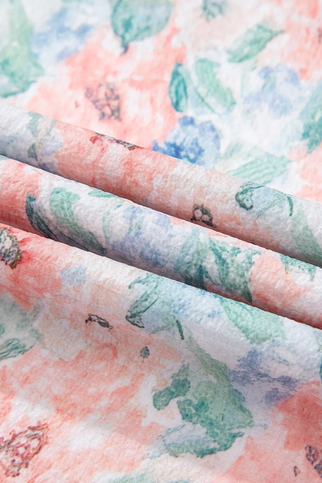 Floral Colorblock Flutter Straps Flowy Dress.