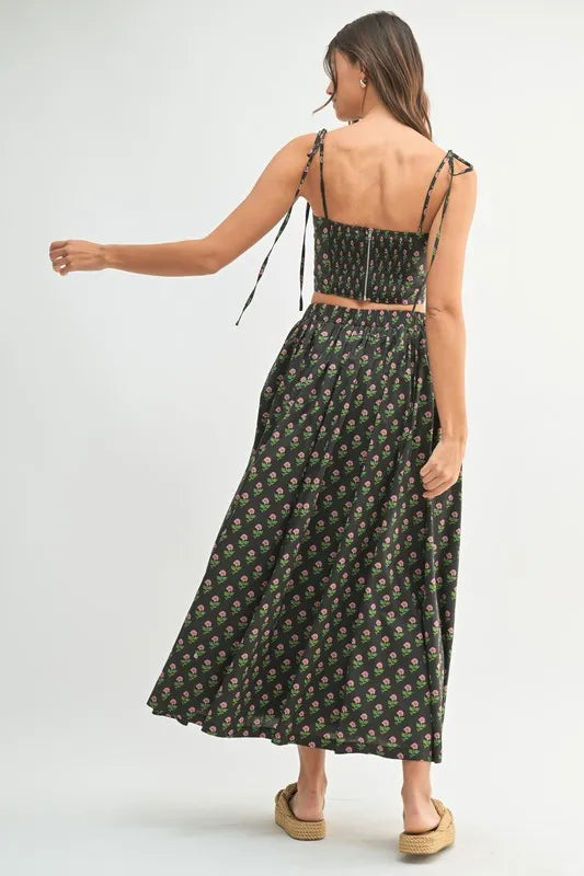 Mable Floral Crop Top and Skirt Set.