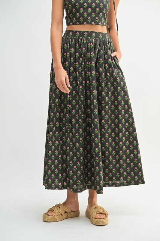 Mable Floral Crop Top and Skirt Set.