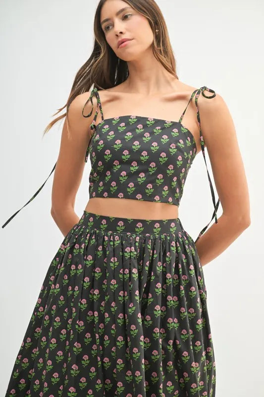 Mable Floral Crop Top and Skirt Set.