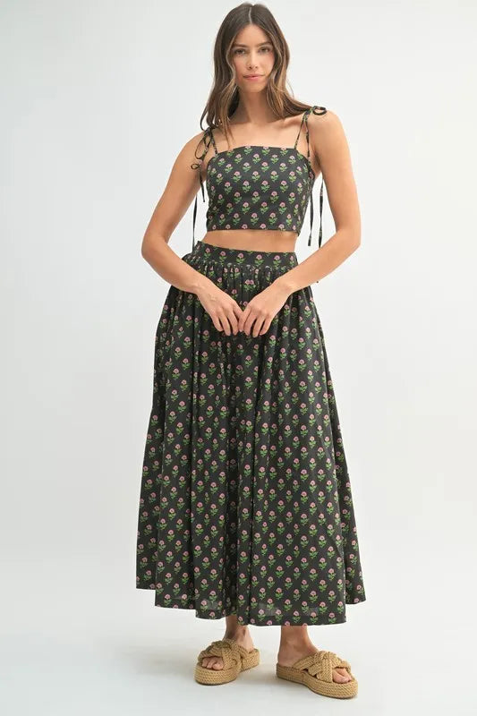 Mable Floral Crop Top and Skirt Set.