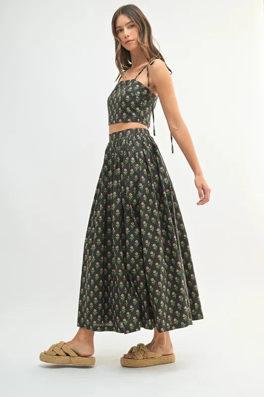 Mable Floral Crop Top and Skirt Set.