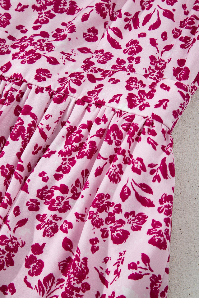 Floral Cutout Back Square Neck Maxi Dress.