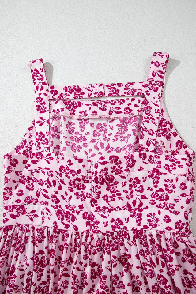 Floral Cutout Back Square Neck Maxi Dress.