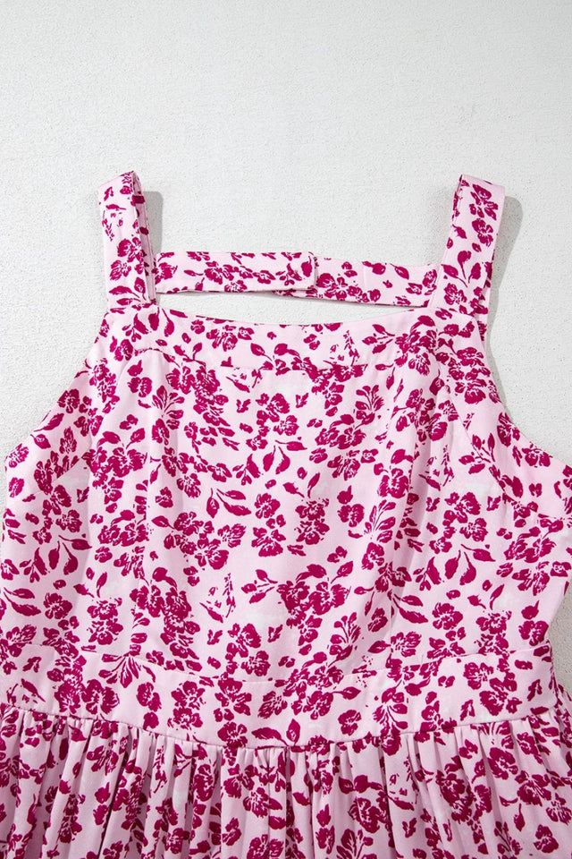 Floral Cutout Back Square Neck Maxi Dress.
